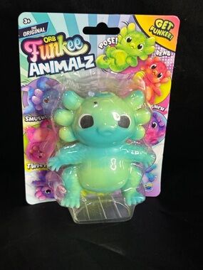 ORB Funkee Animalz Squishy Toy Axolotl Blue Green New in Package Fidget Toy